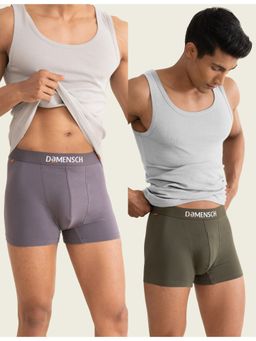 DaMENSCH - Men Multi-Color Cotton Blend Solid Trunks (Pack of 2)