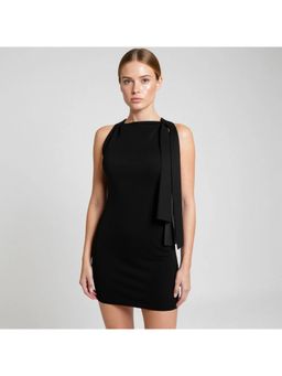 Outzidr - Black One-Sleeve Fitted Mini Street Style Dress