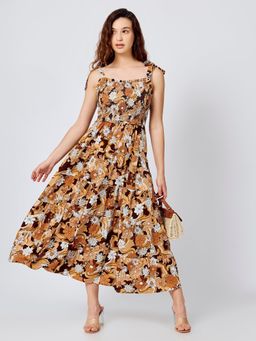 Outzidr - Multi Fit And Flare Tied Dress