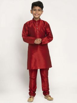 Kraft India - Boys Maroon Color Silk Kurta with Churidar (Set of 2)