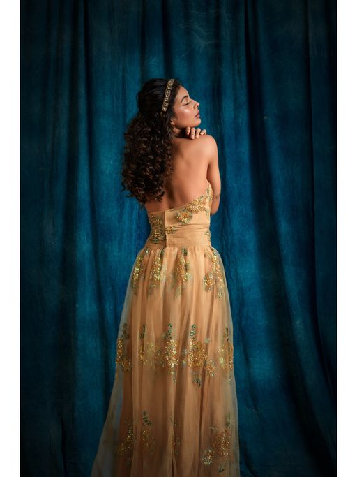 slim fit dress slacks That Golden Girl Metallic One-Shoulder Formal Dress – Zil boutique