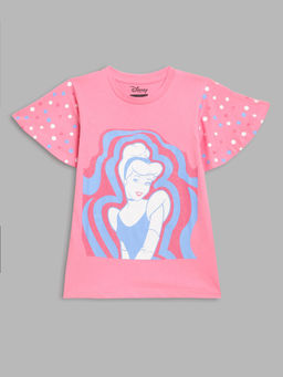 Blue Giraffe - Girls Pink Graphic T-Shirt