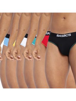 BASIICS by La Intimo - Men Multi-Color Cotton/Elastane Everyday Active Briefs (Pack of 6)