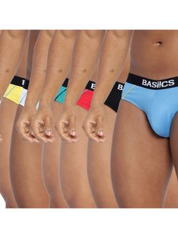 BASIICS by La Intimo - Men Multi-Color Cotton/Elastane Power Briefs (Pack of 6)