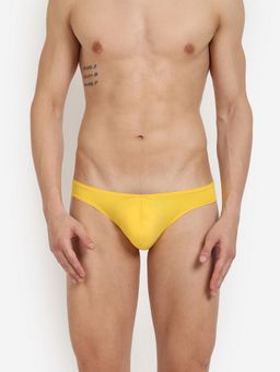 BASIICS by La Intimo - Men Yellow Poly/Spandex Semi-Seamless Featherlight Brief