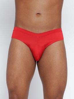 BASIICS by La Intimo - Men Red Poly/Spandex Fanboy Style Brief