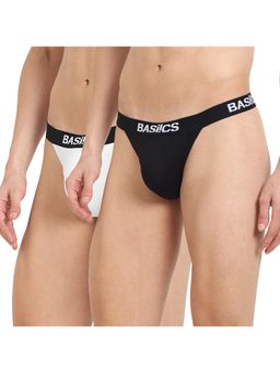 BASIICS by La Intimo - Men Multi-Color Cotton Prime Thong Briefs (Pack of 2)