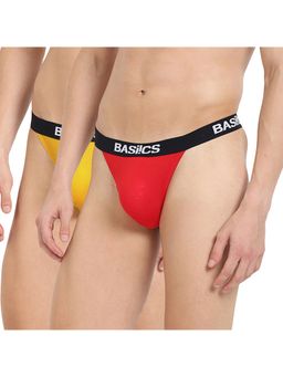 BASIICS by La Intimo - Men Multi-Color Cotton Prime Thong Briefs (Pack of 2)