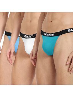 BASIICS by La Intimo - Men Multi-Color Elastane Prime Thong Briefs (Pack of 3)