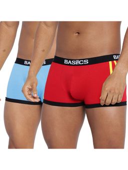 BASIICS by La Intimo - Men Multi-Color Cotton/Elastane Body Boost Solid Trunks (Pack of 2)
