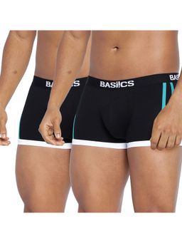 BASIICS by La Intimo - Men Black Cotton/Elastane Body Boost Solid Trunks (Pack of 2)