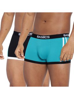 BASIICS by La Intimo - Men Multi-Color Cotton/Elastane Body Boost Solid Trunks (Pack of 2)