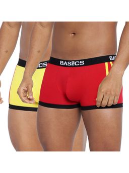 BASIICS by La Intimo - Men Multi-Color Cotton/Elastane Body Boost Solid Trunks (Pack of 2)