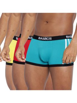 BASIICS by La Intimo - Men Multi-Color Cotton/Elastane Body Boost Trunks (Pack of 3)