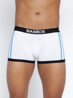 BASIICS by La Intimo - Men White Cotton/Elastane Body Boost Solid Trunk