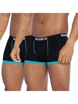 BASIICS by La Intimo - Men Black Cotton/Elastane Bold Micro Sport Trunks (Pack of 2)