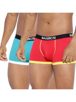 BASIICS by La Intimo - Men Multi-Color Cotton Bold Micro Sport Trunks (Pack of 2)