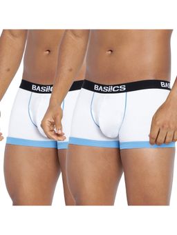 BASIICS by La Intimo - Men White Cotton/Elastane Bold Micro Sport Trunks (Pack of 2)