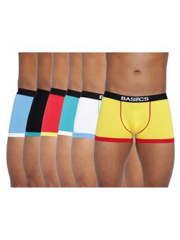 BASIICS by La Intimo - Men Cotton/Elastane Multi-Color Bold Micro Sport Trunks (Pack of 6)