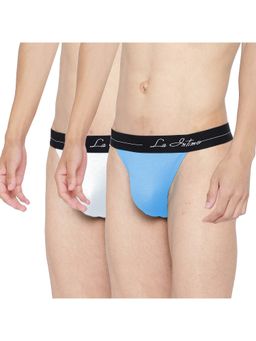 La Intimo - Men Multi-Color Cotton/Elastaneprime Thong Briefs (Pack of 2)