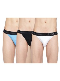 La Intimo - Men Multi-Color Cottonprime Thong Briefs (Pack of 3)
