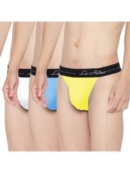 La Intimo - Men Multi-Color Elastaneprime Thong Briefs (Pack of 3)