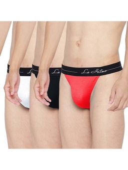 La Intimo - Men Multi-Color Elastaneprime Thong Briefs (Pack of 3)