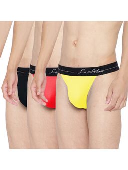 La Intimo - Men Multi-Color Elastaneprime Thong Briefs (Pack of 3)