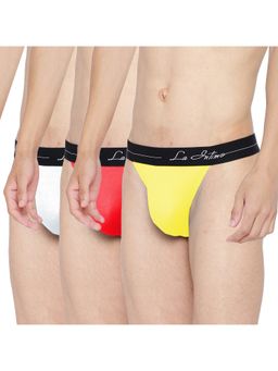 La Intimo - Men Cotton/Elastane Multi-Colorprime Thong Briefs (Pack of 3)