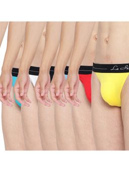 La Intimo - Men Cotton/Elastane Multi-Colorprime Thong Briefs (Pack of 6)