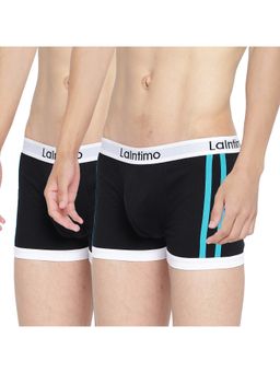La Intimo - Men Black Cotton/Elastanebody Boost Solid Trunks (Pack of 2)