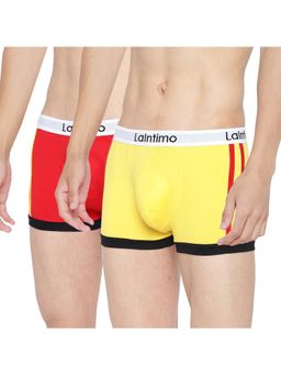 La Intimo - Men Multi-Color Cotton/Elastanebody Boost Solid Trunks (Pack of 2)
