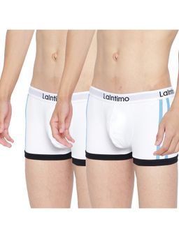 La Intimo - Men White Cotton/Elastanebody Boost Solid Trunks (Pack of 2)