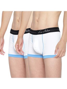 La Intimo - Men White Cotton/Elastanebold Micro Sport Trunks (Pack of 2)