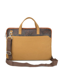 MBOSS - I-Sac Crack Tan Faux Leather 15.6 Inch Laptop Messenger Bag