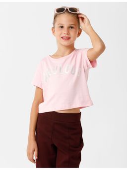 Kate & Oscar - Girls Printed Crop T-shirt - Pink