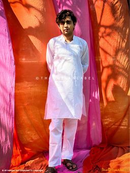 The Chikan Label - White Cotton Chikankari Men's Kurta