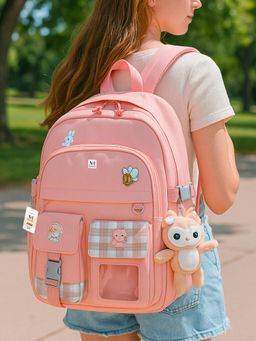 NFI Essentials - Trendy Korean Pink Printed School Backpack For Girls
