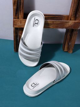 Carlton London - Solid Off White Sliders