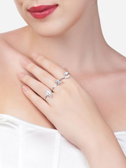 Zaveri Pearls - Silver Tone Contemporary Rings-ZPFK13680 (Set of 3)