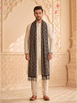 Zamour - Black Chinon Bandhani Print Dupatta