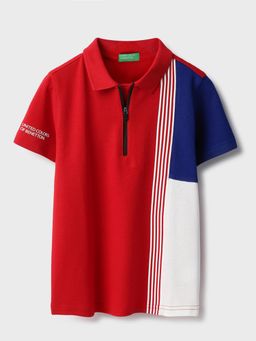 United Colors of Benetton - Regular Fit Polo Neck Colorblock Tshirt