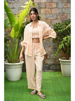 Ayrolane - Peach Crinkled Textured Pant