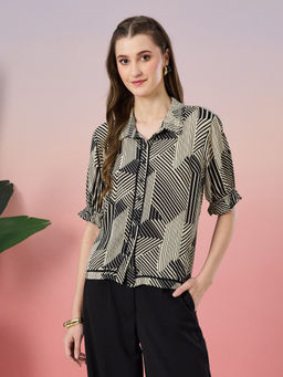 Latin Quarters - Black Rayon Printed Shirt