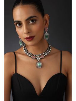 SWABHIMANN - Qiya Victorian Polki Multicolor Necklace with Earrings