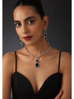 SWABHIMANN - Elosia Emerald Green Necklace with Earrings