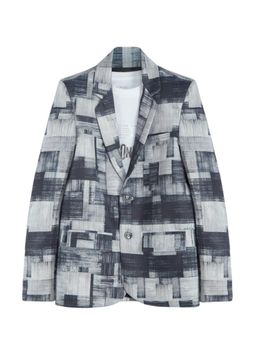 CAVIO - Grey Boys Regular Fit Abstract Print Party Wear Blazer and T-Shirt