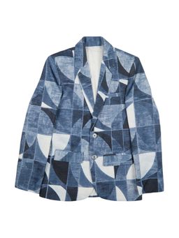 CAVIO - Grey Boys Regular Fit Abstract Print Party Wear Blazer and T-Shirt