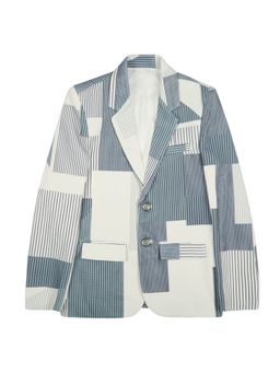 CAVIO - White Boys Regular Fit Abstract Print Party Wear Blazer and T-Shirt