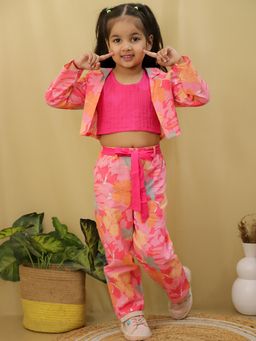 AJ Dezines - Pink Full Sleeves Floral Printed Cotton Co-Ord Set